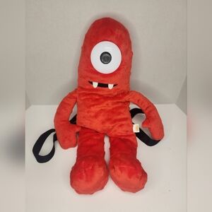 YO GABBA GABBA MUNO 17" Red Plush Zippered Backpack Nickelodeon 2013